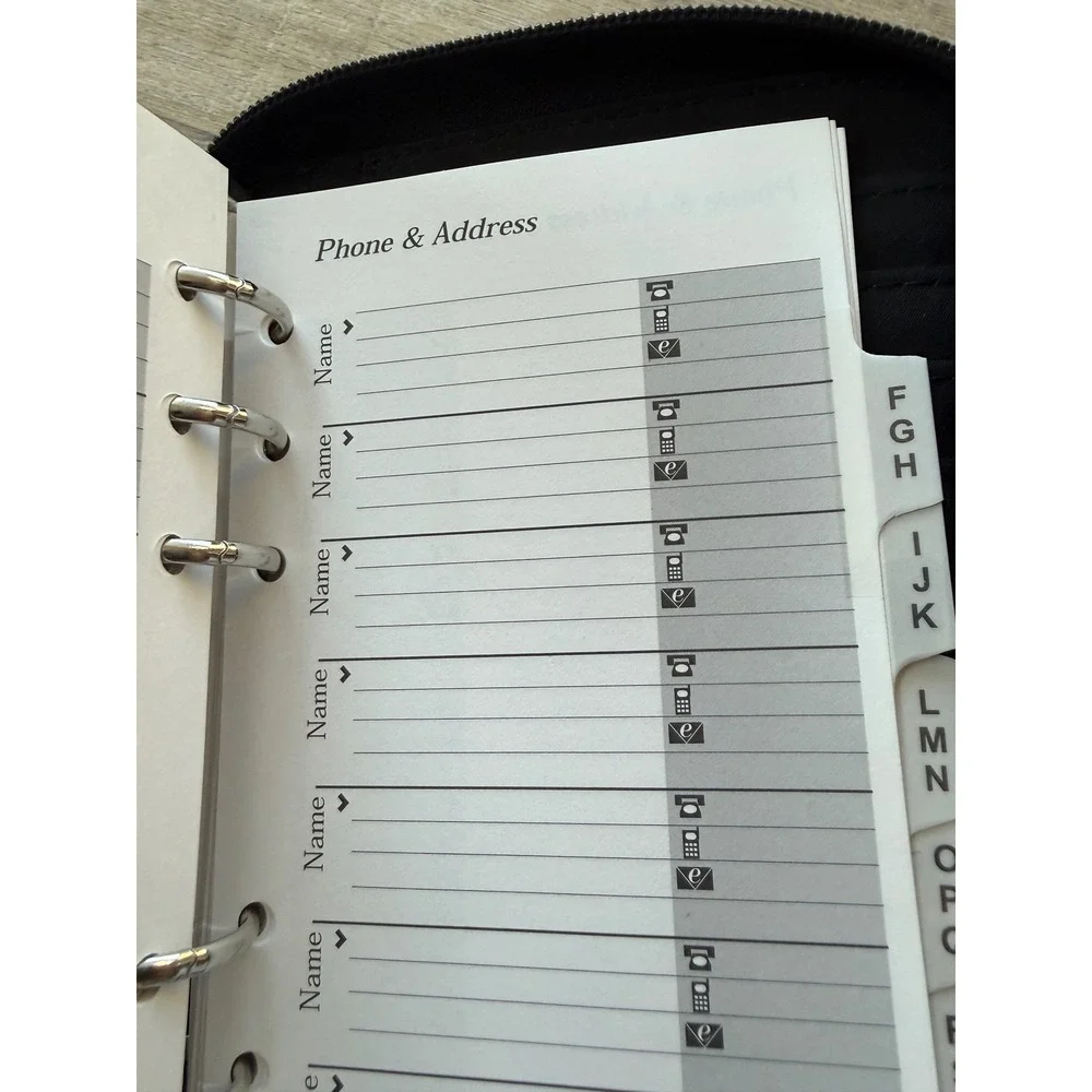 Mundi Mundex Black Faux Crocodile Zip Around Daily Planner Organizer Binder